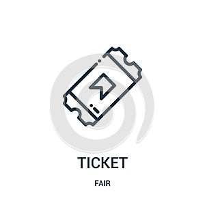 ticket icon vector from fair collection. Thin line ticket outline icon vector illustration. Linear symbol for use on web and