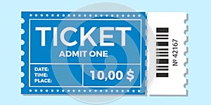 Ticket icon vector illustration in the flat style. Ticket stub isolated on a background. Retro cinema or movie tickets