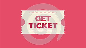 Ticket icon vector illustration in the flat style. Ticket stub isolated on a background. Retro cinema or movie tickets.