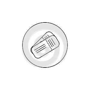 Ticket line art. Outline ticket icon. Vector in circle simple back and white