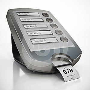 Ticket machine with the number 78 on the ticket. 3D illustration