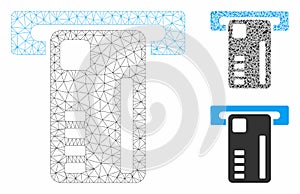 Ticket Machine Vector Mesh Network Model and Triangle Mosaic Icon