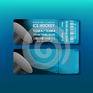 Ticket For Premier League Of Ice Hockey Vector