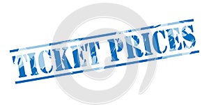 Ticket prices blue stamp