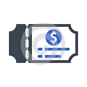 Ticket, receipt icon