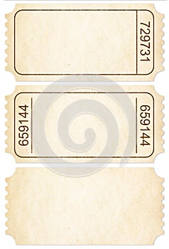 Ticket set. Paper ticket stubs isolated with clipping path