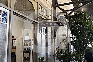 Ticket sign at historic Gympie railway station. photo