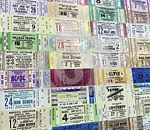 Ticket stubs from various artists