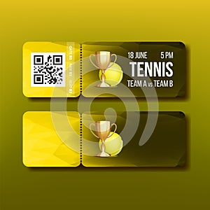 Ticket With Tear-off Coupon Visit Tennis Vector