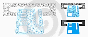 Ticket Terminal Vector Mesh Network Model and Triangle Mosaic Icon