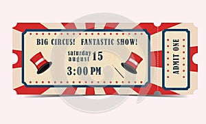 Ticket to the circus is white and red