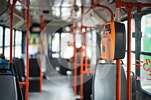 Ticket validator inside a public transportation bus