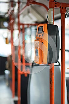 Ticket validator inside a public transportation bus