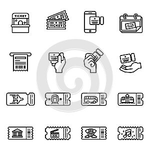 Ticket vector icons set with white background.