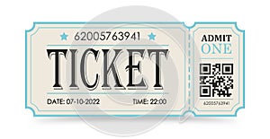 Ticket. Vector illustration for websites, applications, cinemas, clubs, mass events and creative design. Flat style