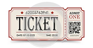 Ticket. Vector illustration for websites, applications, cinemas, clubs, mass events and creative design. Flat style