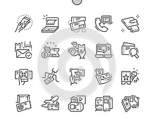 Ticket Well-crafted Pixel Perfect Vector Thin Line Icons 30 2x Grid for Web Graphics and Apps.