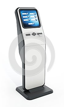 Ticketing kiosk isolated on white background. 3D illustration