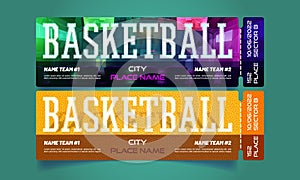 Tickets for basketball play, sport game tournament