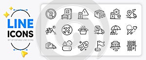 Tickets, Delivery and Delivery discount line icons. For web app. Vector