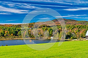 Ticklenaked Pond in foliage season, New Hampshire - USA