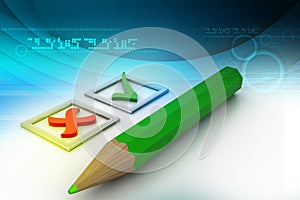 Ticks in checkboxes and pencil