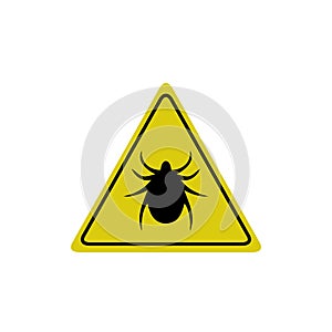 Ticks. Tick warning sign. Attention ticks. Mite. Vector illustration