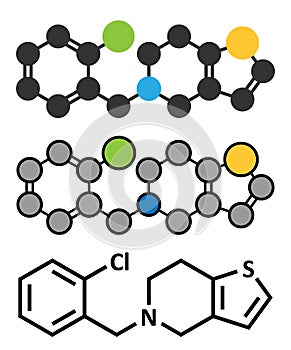 Ticlopidine antiplatelet drug molecule.