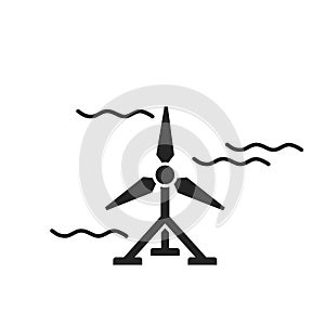 Tidal energy icon. water turbine. eco friendly, alternative, sustainable and renewable energy symbol
