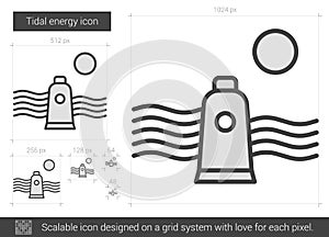 Tidal energy line icon.