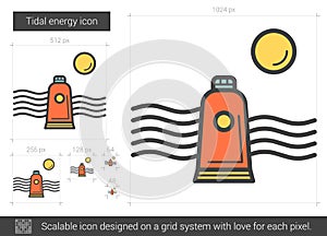 Tidal energy line icon.