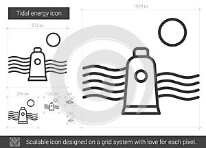 Tidal energy line icon.