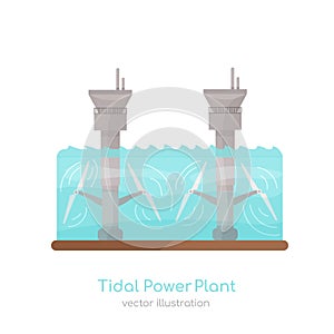 Tidal energy power plant icon. Renewable energy source.