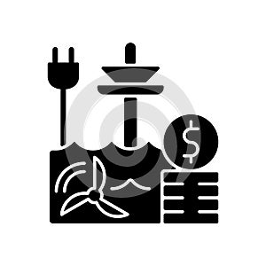 Tidal energy price black glyph icon