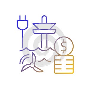 Tidal energy price gradient linear vector icon