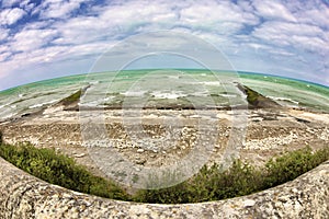 The tidal fisheries close to the Phare des Baleines on Isle du Re in France