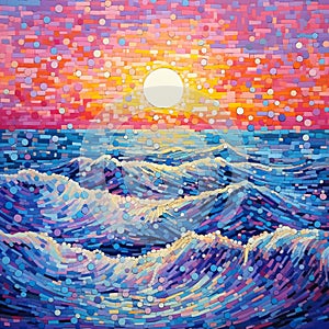 Tidal Tapestry - Abstract Pointillism Art Piece