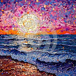 Tidal Tapestry - Abstract Pointillism Art Piece