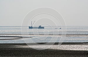 The tidal waddensea at low tide