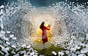 Tidal wave of book pages photo