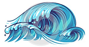 Tidal wave. Ocean beach symbol. Summertime sign