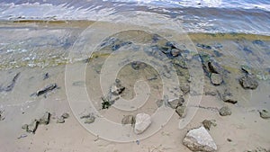 Tidal waves hitting the beach