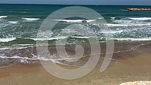 Tide on the eastern shore of the Mediterranean Sea