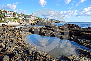 Tide pool and rocky shoreline near Woods Cove, Laguna Beach California