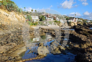 Tide pool and rocky shoreline near Woods Cove, Laguna Beach California