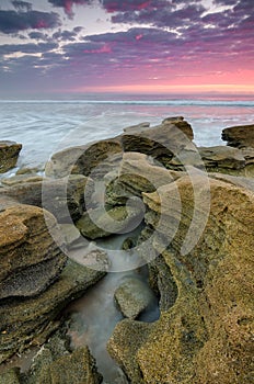 Tide pools in Marineland, Florida at sunrise