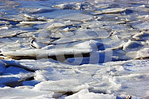 Tides breaking ice shoreline photo