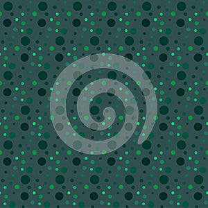 Tidewater green geometric pattern of small, large circles. Tidewater green background with light, dark green abstract