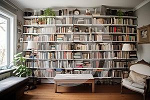 tidily arranged bookshelves in a beautiful room