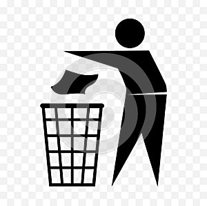 Tidy man icon, do not litter symbol